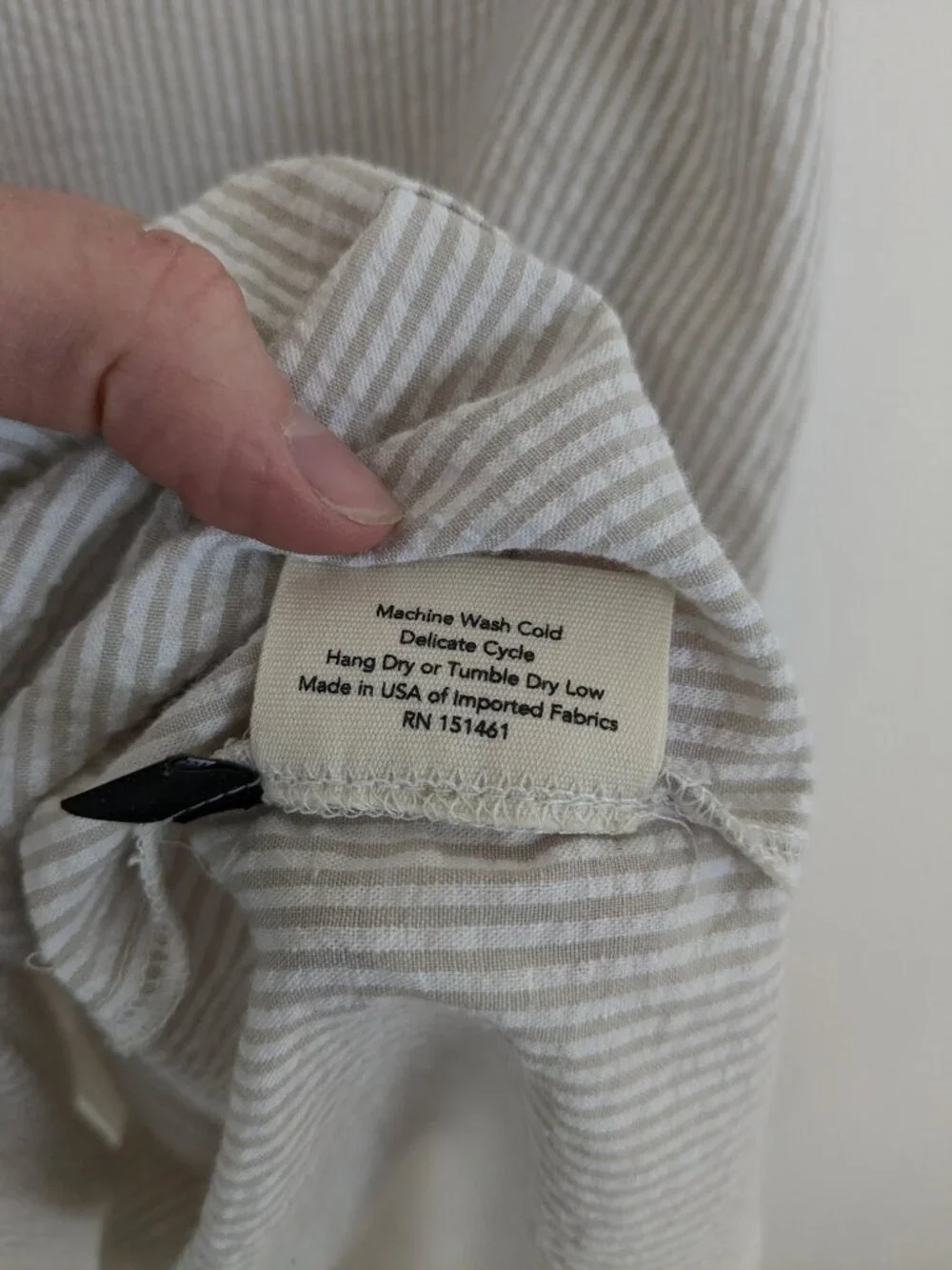 Sotela Shift Dress Beige Tan & White Vertical Stripe - Picture 7 of 8